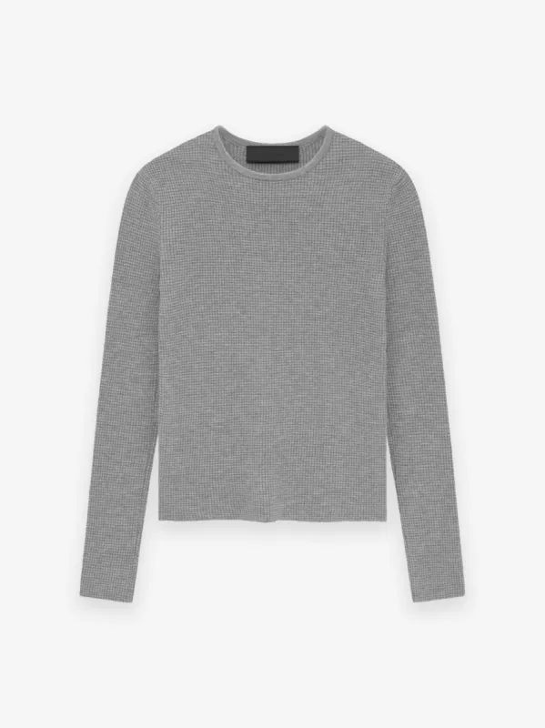 Womens Waffle Fitted Long Sleeve Sweater sold by Essentials