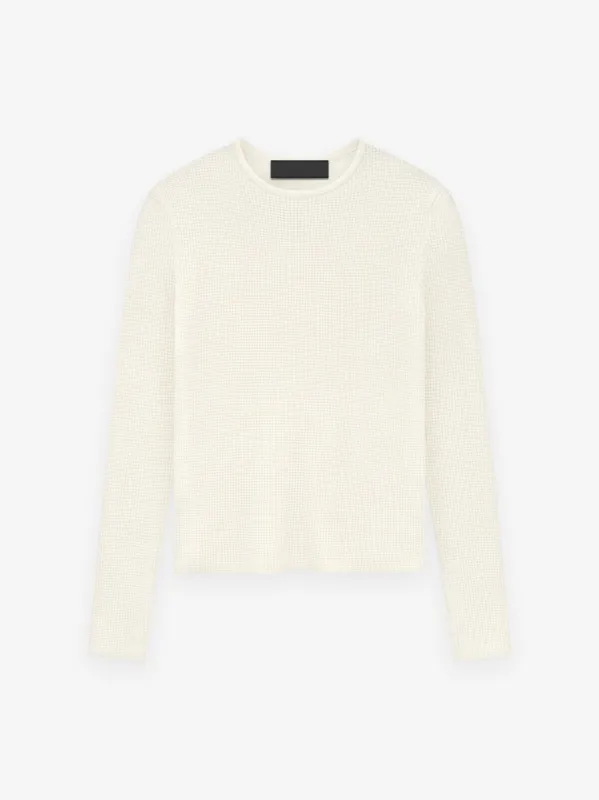 Womens Waffle Fitted Long Sleeve Sweater sold by Essentials