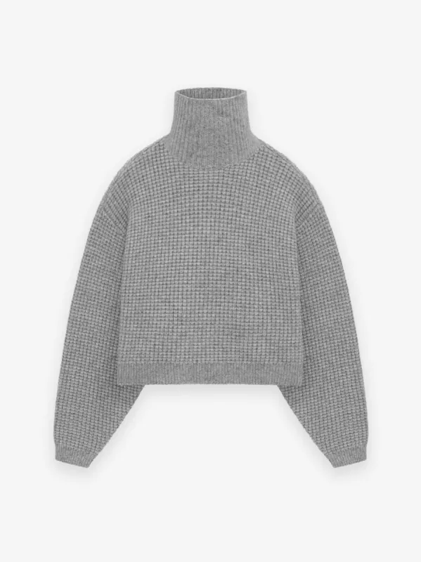 Womens Heavy Waffle Cropped Turtleneck sold by Essentials