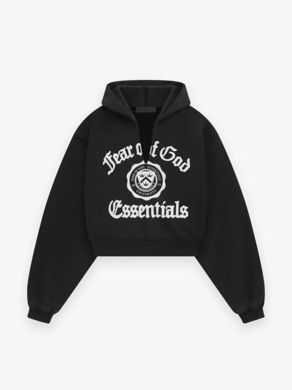 Women's Heavy Fleece Cropped V-Neck Hoodie sold by Essentials