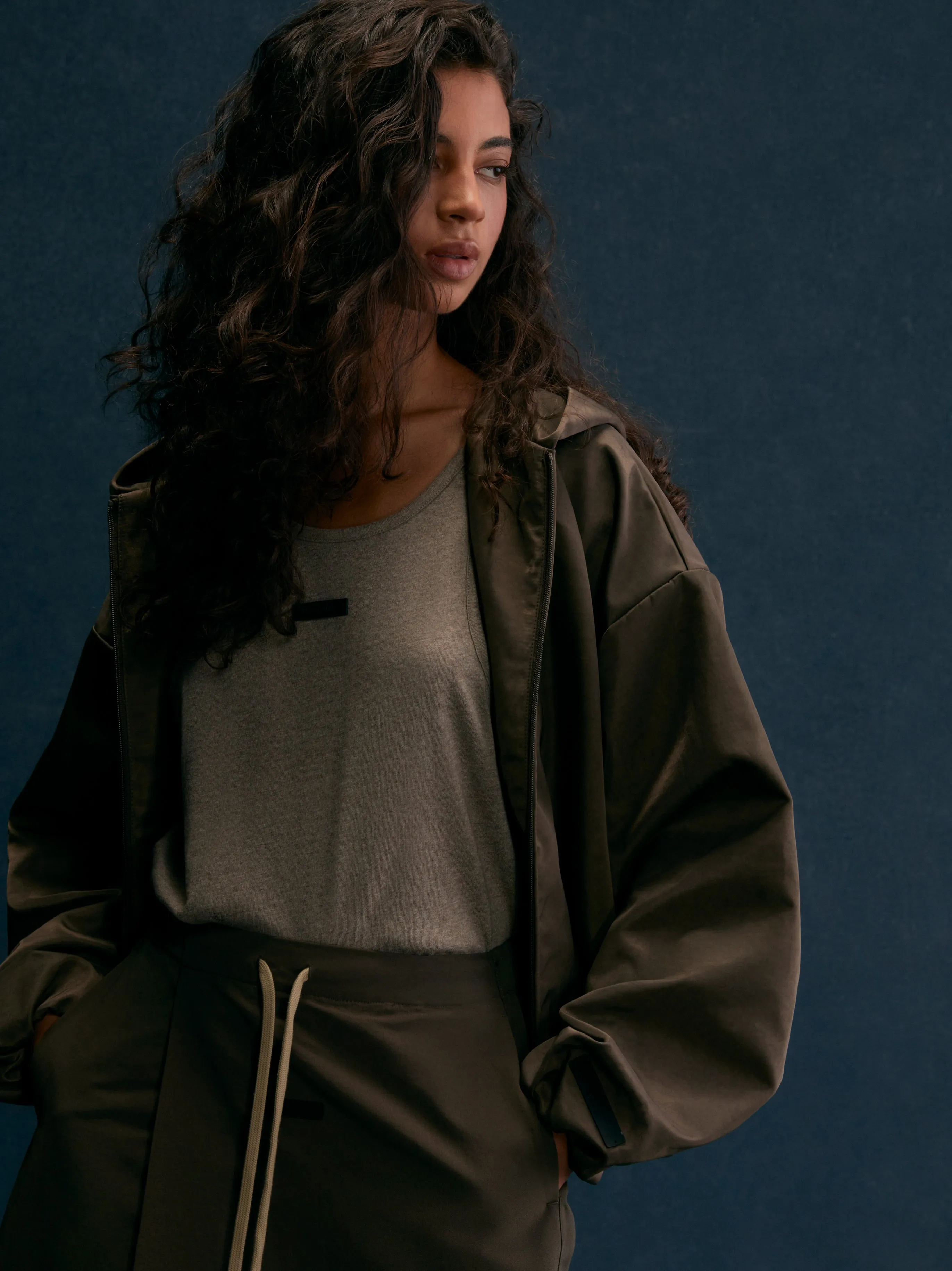 Women's Textured Nylon Hooded Bomber sold by Essentials product image thumbnail 4