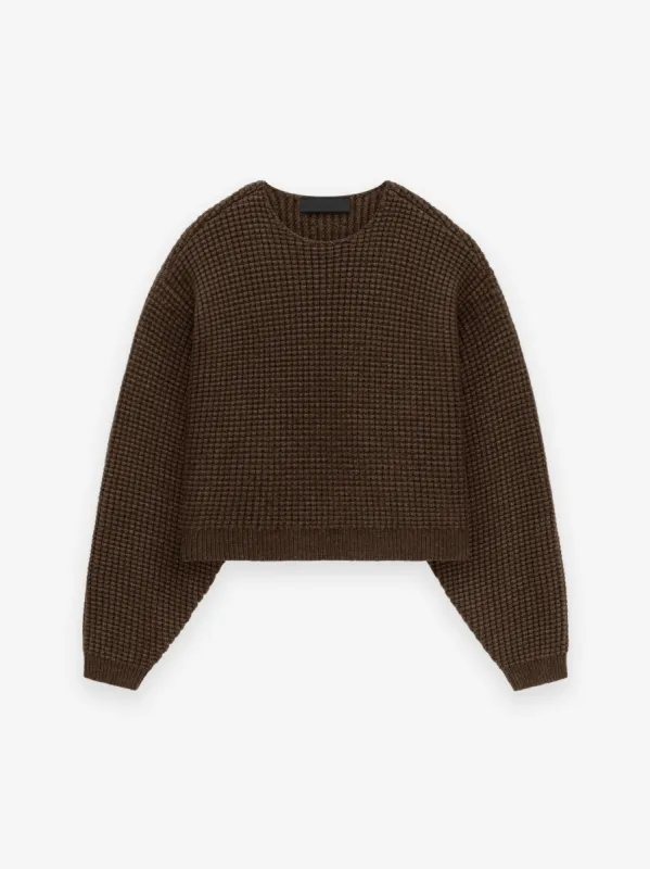 Women's Heavy Waffle Cropped Sweater sold by Essentials