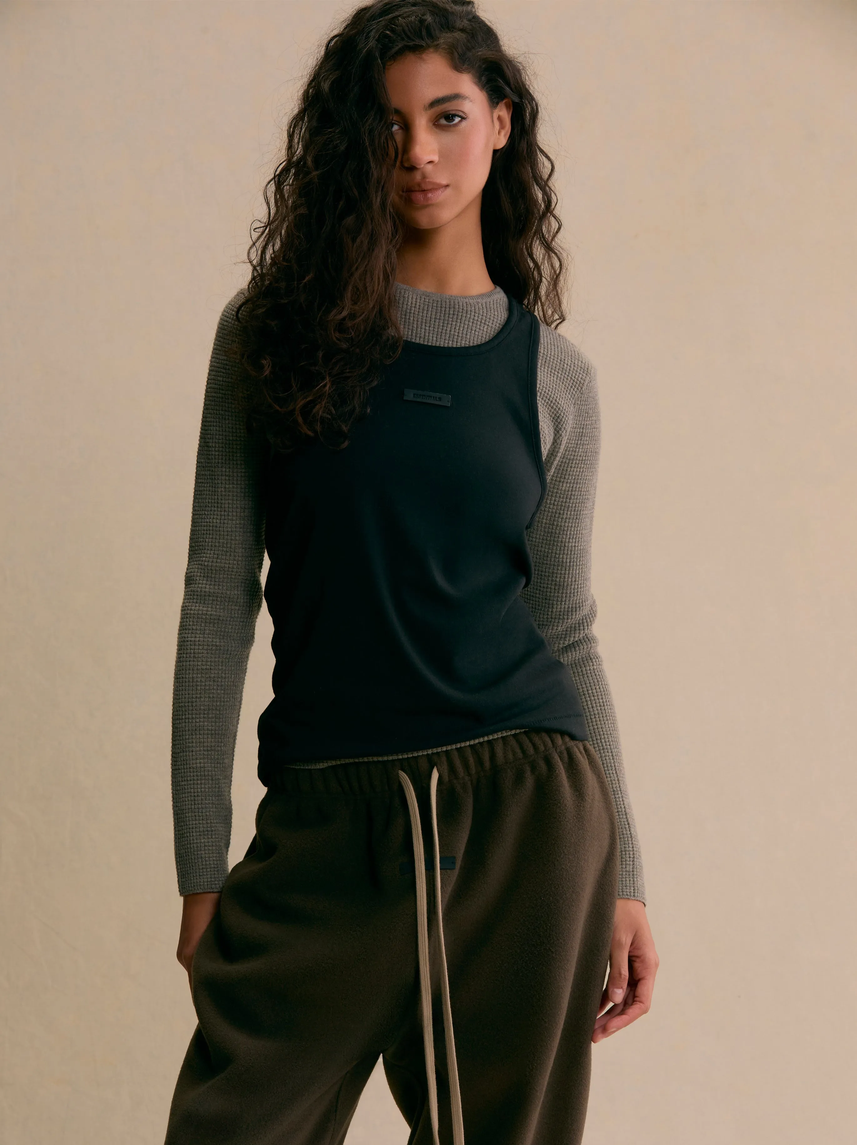 Women's Waffle Fitted Long Sleeve Sweater sold by Essentials