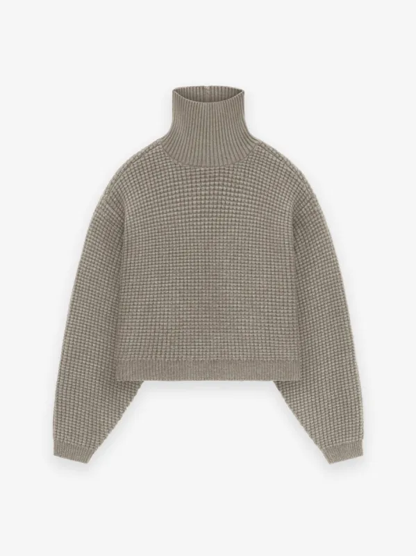 Women's Heavy Waffle Cropped Turtleneck sold by Essentials