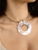 Shell Open Circle Pendant Flex Chain Necklace sold by ettika