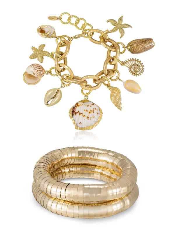 Mermaid Bracelet and Liquid Gold Bangles Set sold by ettika