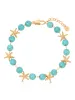 Starfish and Turquoise Beaded Anklet sold by ettika