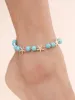 Starfish and Turquoise Beaded Anklet sold by ettika