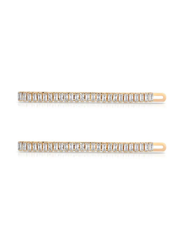 Sleek Lines Crystal Hair Pin Set sold by ettika