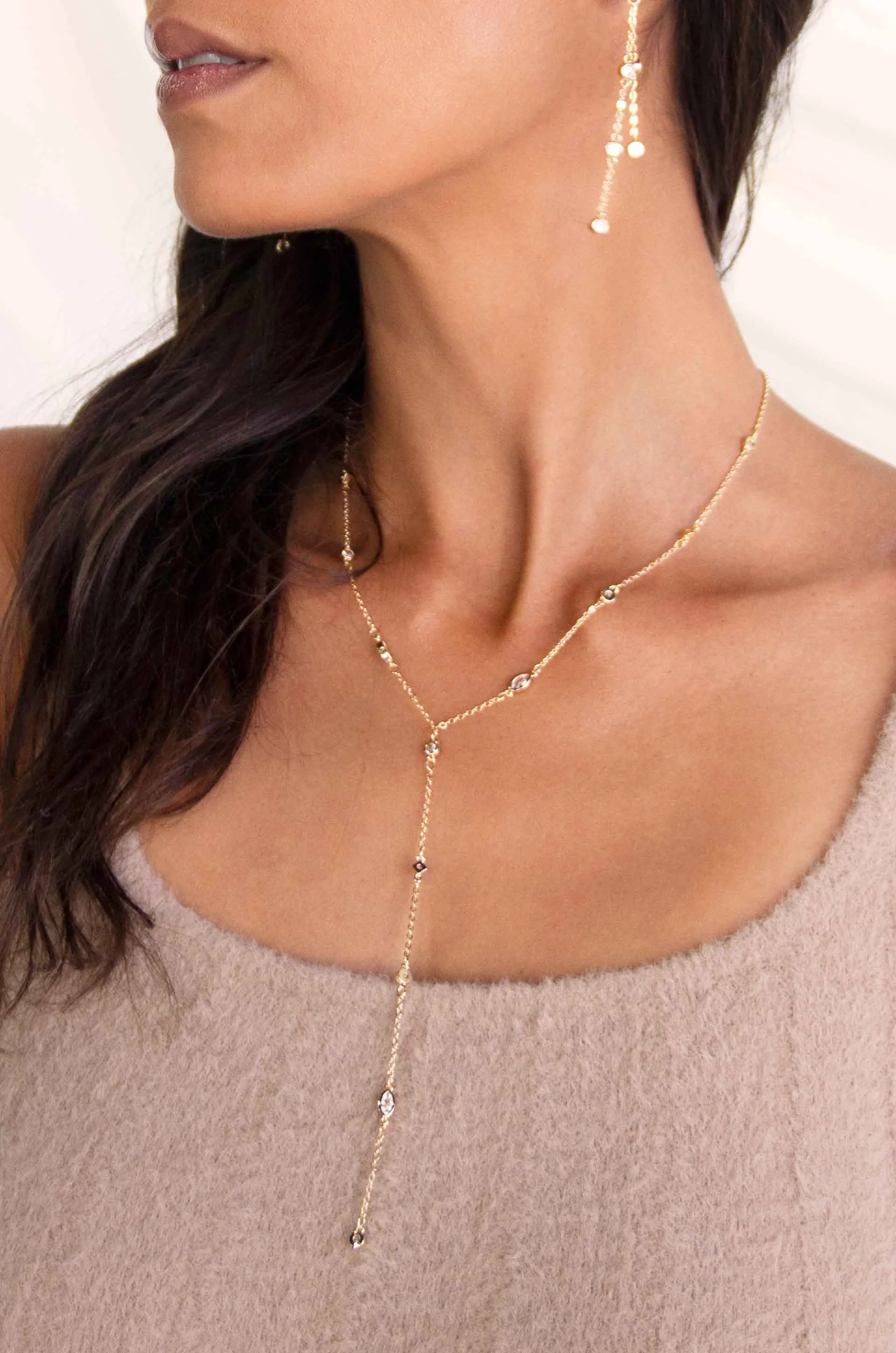 Simple Statement Crystal Dotted Lariat sold by ettika product image thumbnail 4