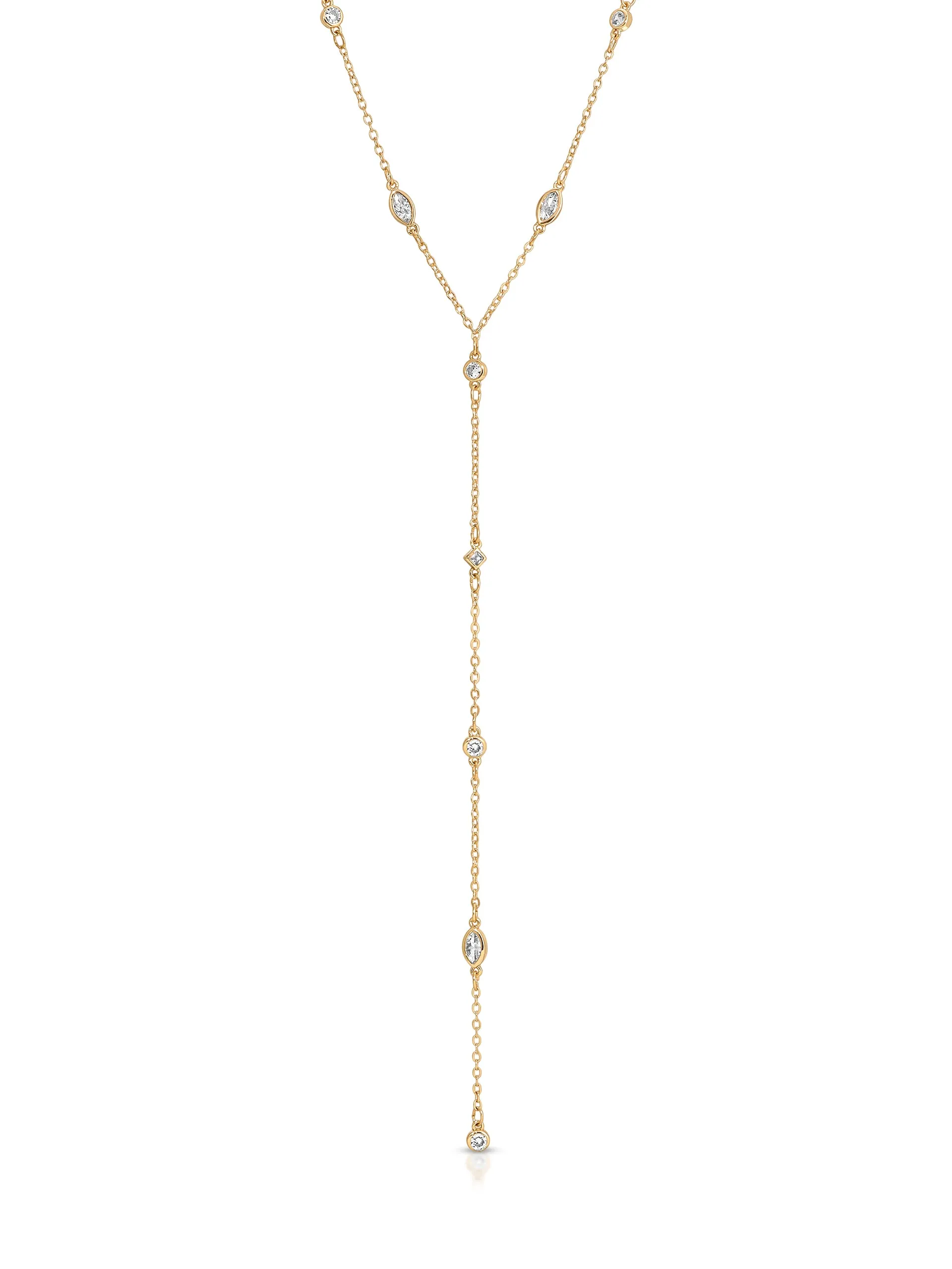 Simple Statement Crystal Dotted Lariat sold by ettika