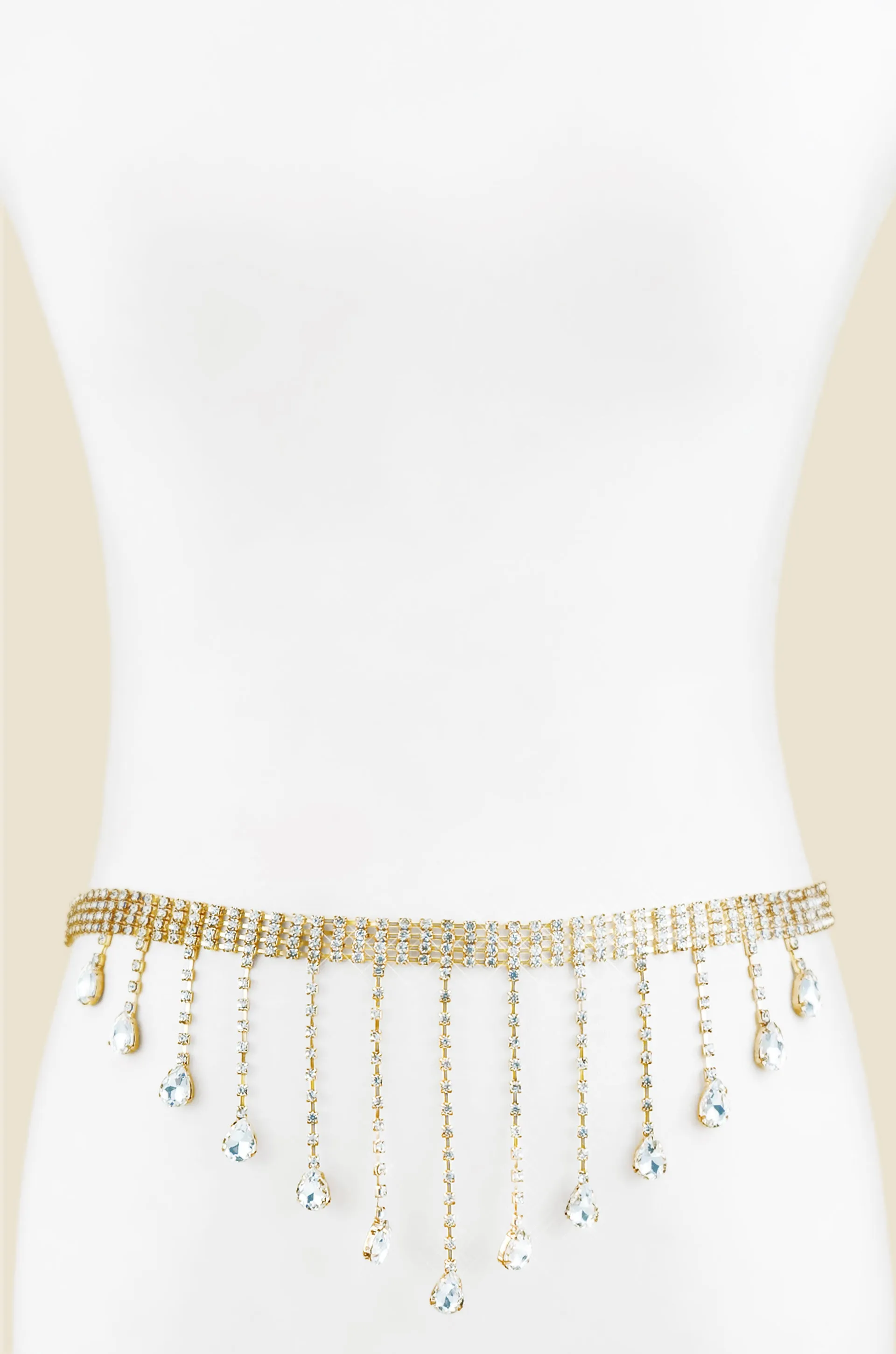 Crystal Raindrop Belt sold by ettika