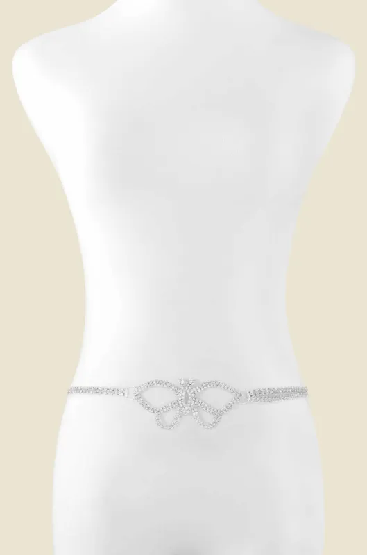 Butterfly Chain Belt in Silver sold by ettika