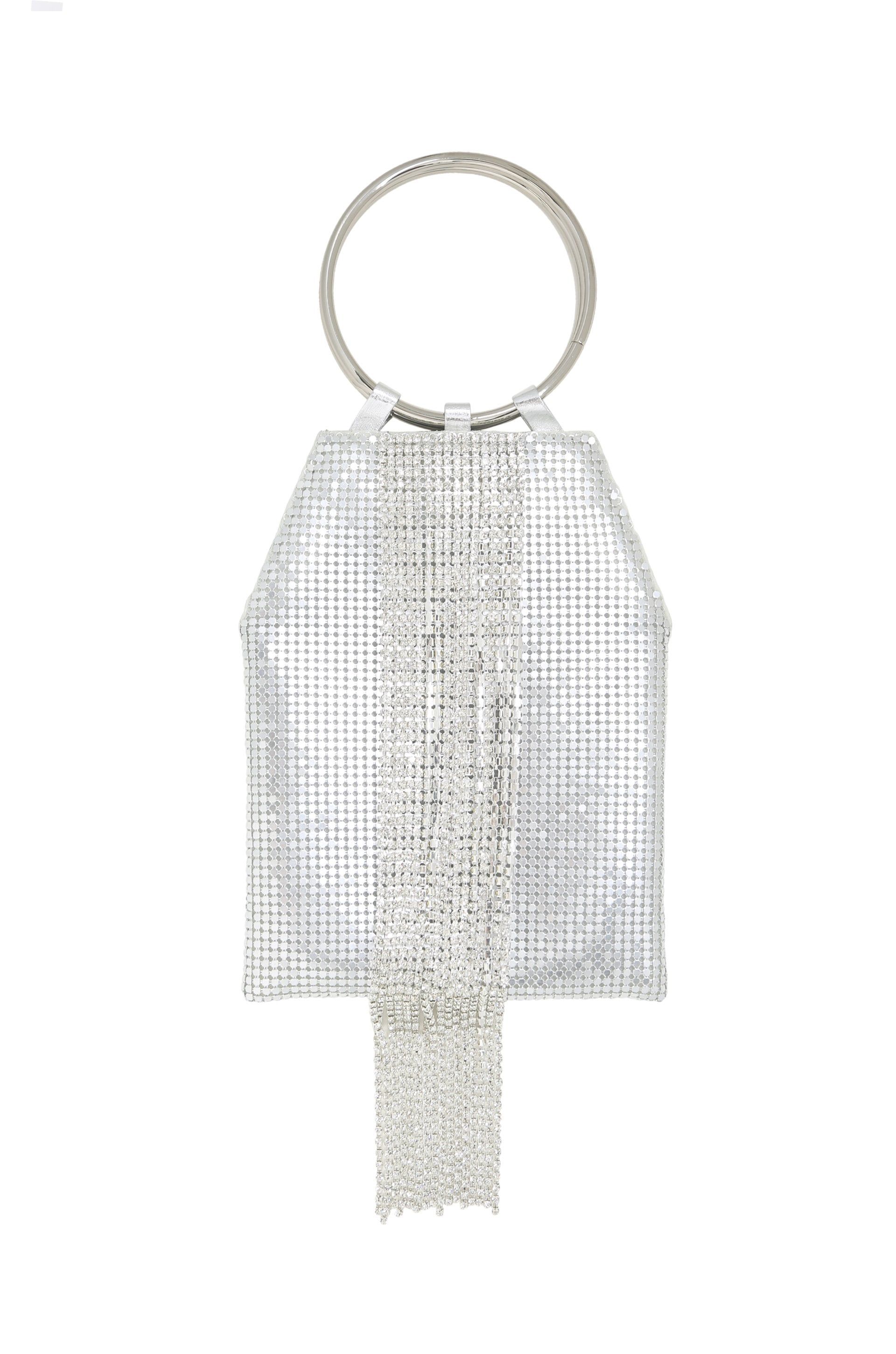 Silver Mesh Handle Bag sold by ettika