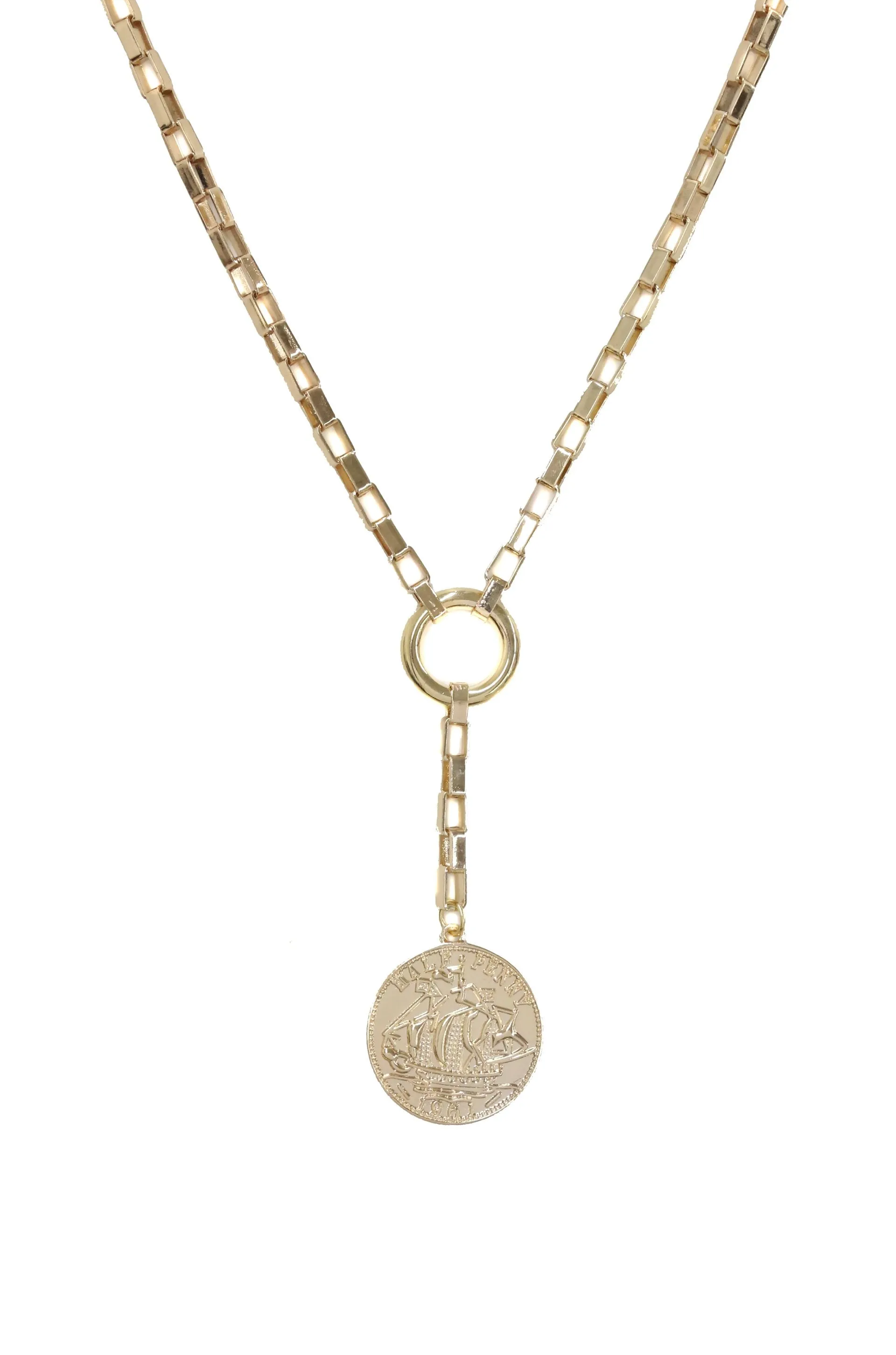 Power Player Coin Lariat Necklace sold by ettika