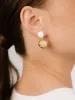Large Pebble and Pearl Dangle Earrings sold by ettika
