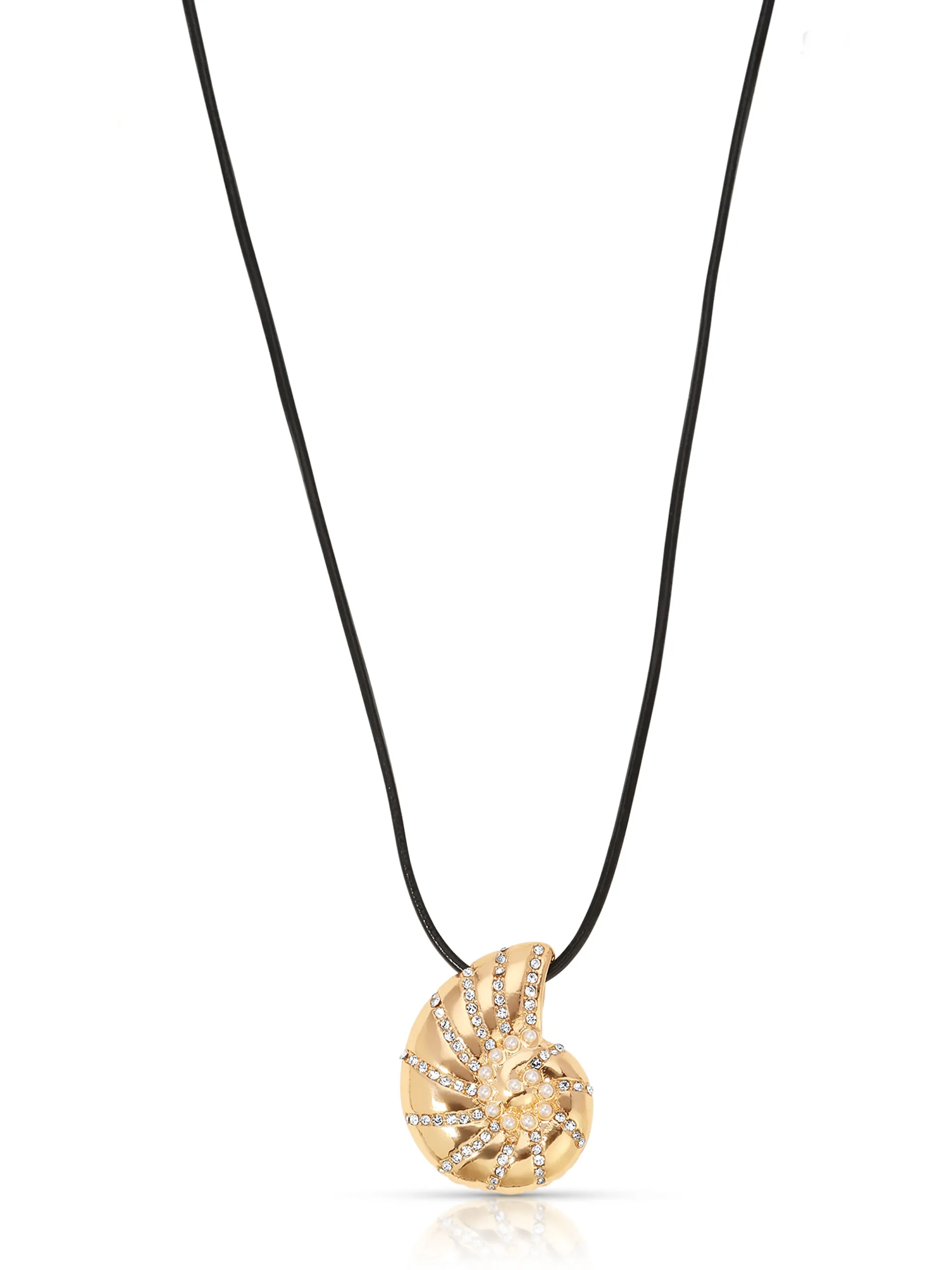 Nautilus Shell Pendant Black Cord Necklace sold by ettika