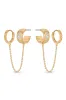 Double Piercing Bezel Crystal Dangle Earrings sold by ettika