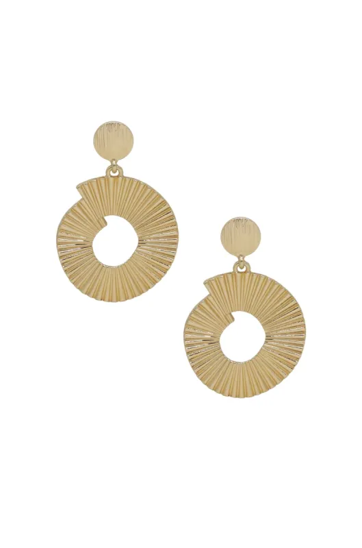 Textured Swirl 18k Gold Plated Drop Earrings sold by ettika