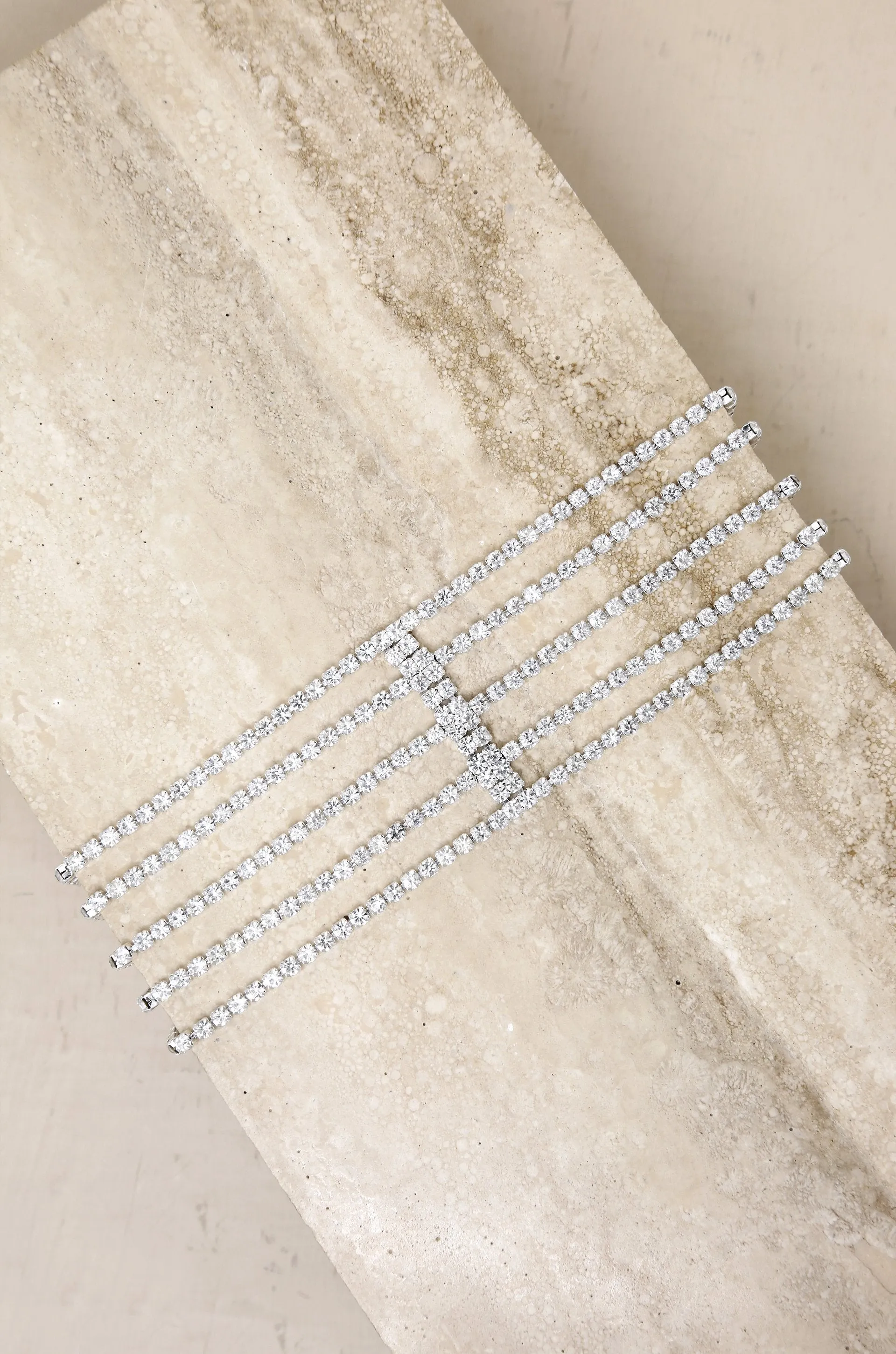 Rhinestone Multi-Chain Headband in Silver sold by ettika product image thumbnail 4