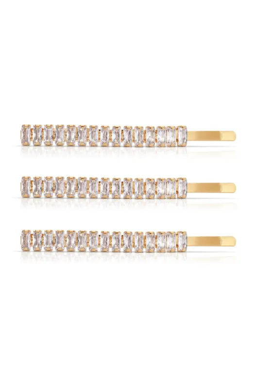 Narrow Crystal Roads Hair Pin Set sold by ettika