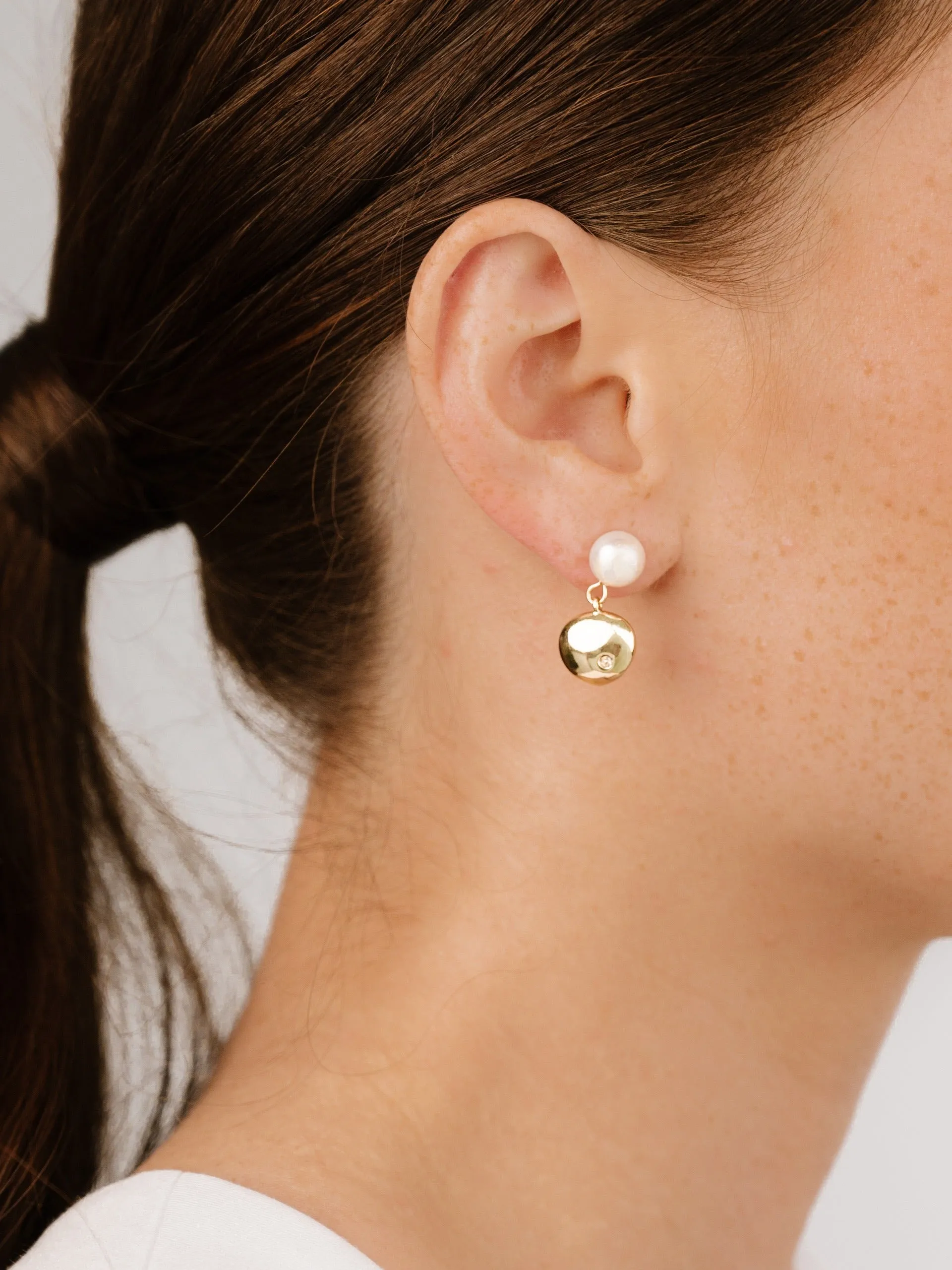 Small Pebble and Pearl Dangle Earrings sold by ettika product image thumbnail 5