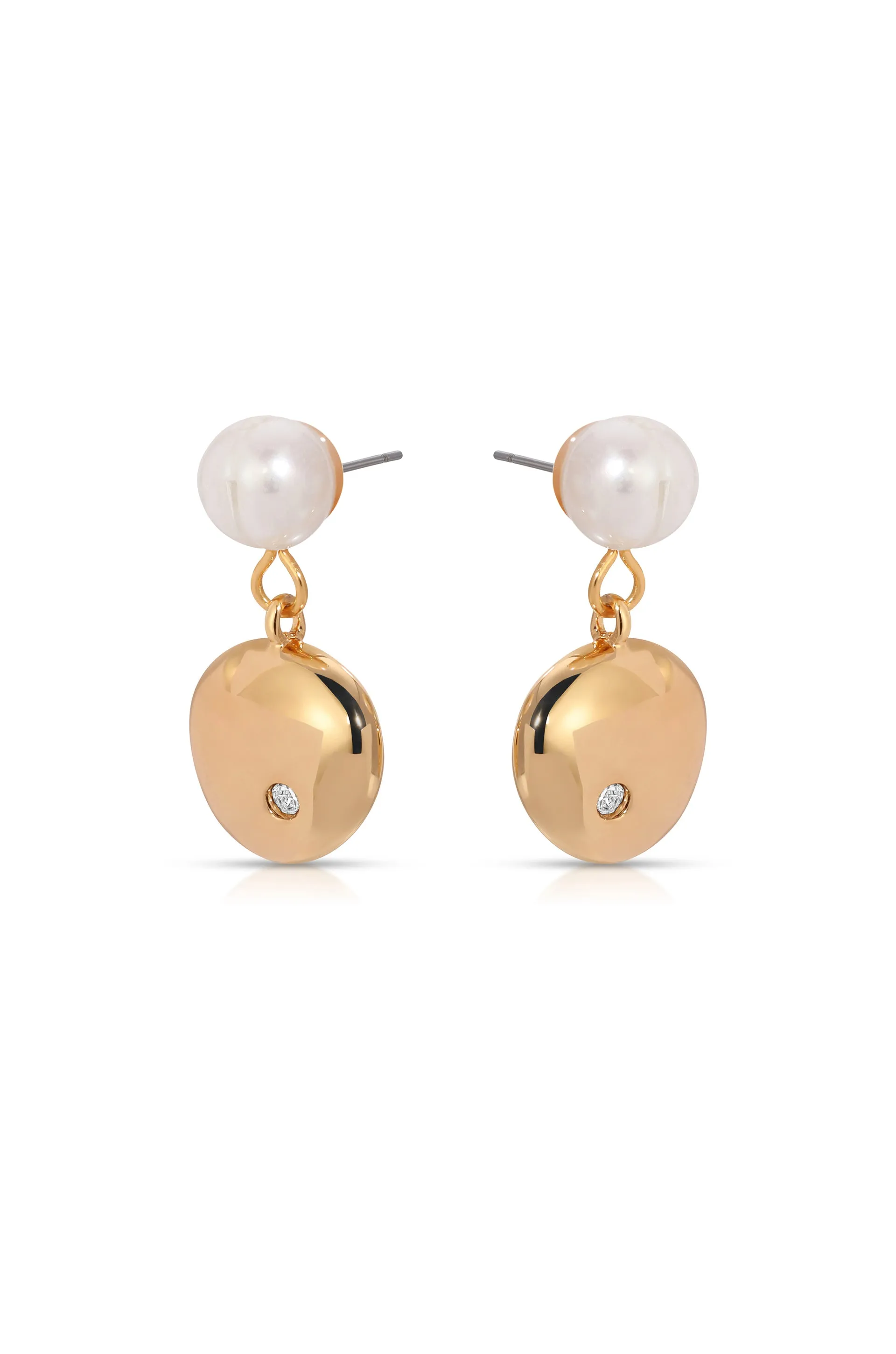Small Pebble and Pearl Dangle Earrings sold by ettika product image thumbnail 4