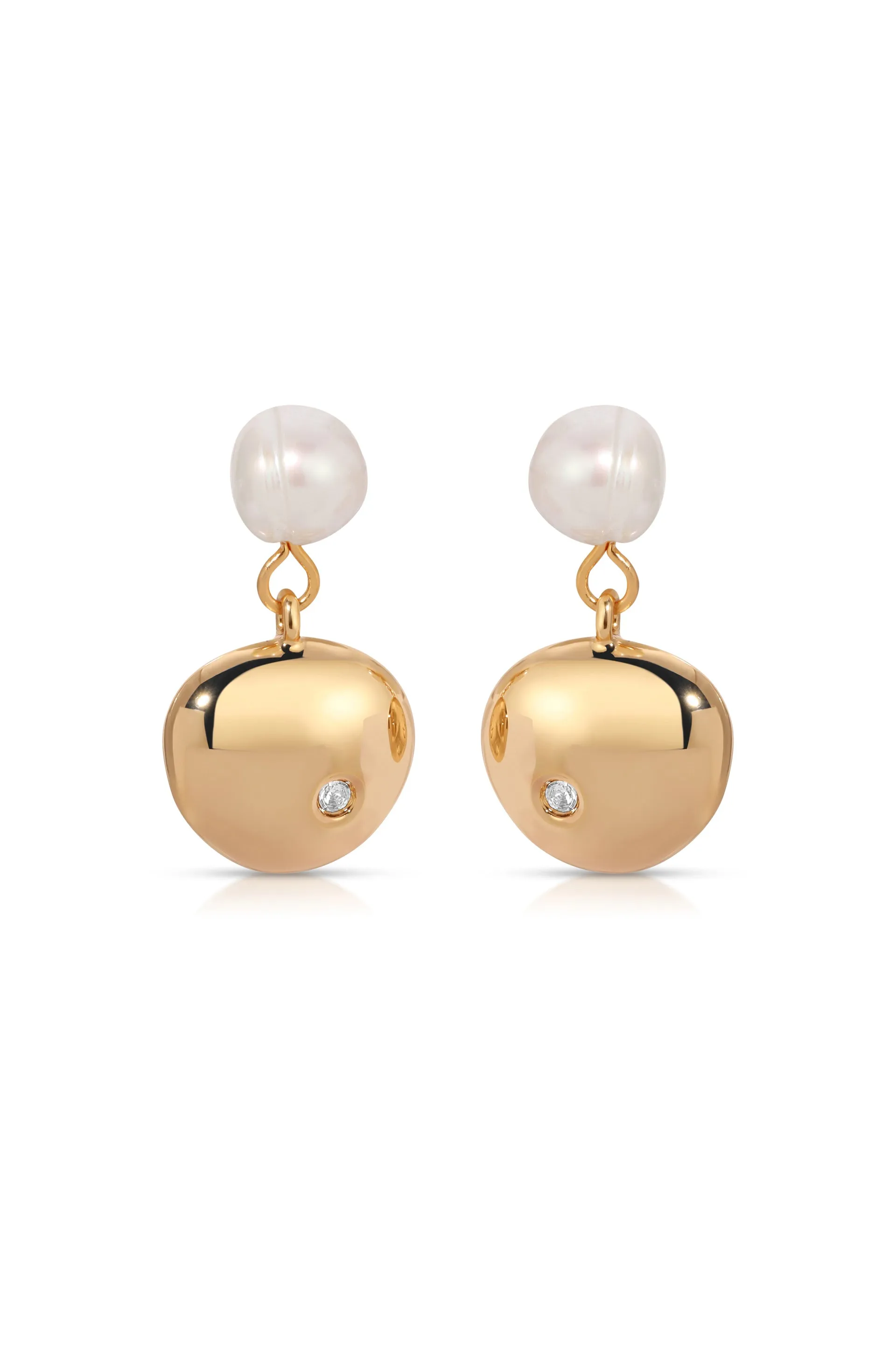 Small Pebble and Pearl Dangle Earrings sold by ettika