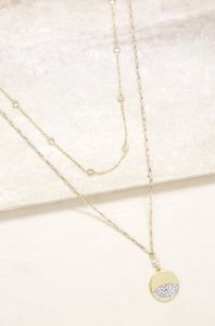 Crystal Dipped Layered Pendant Necklace Set sold by ettika