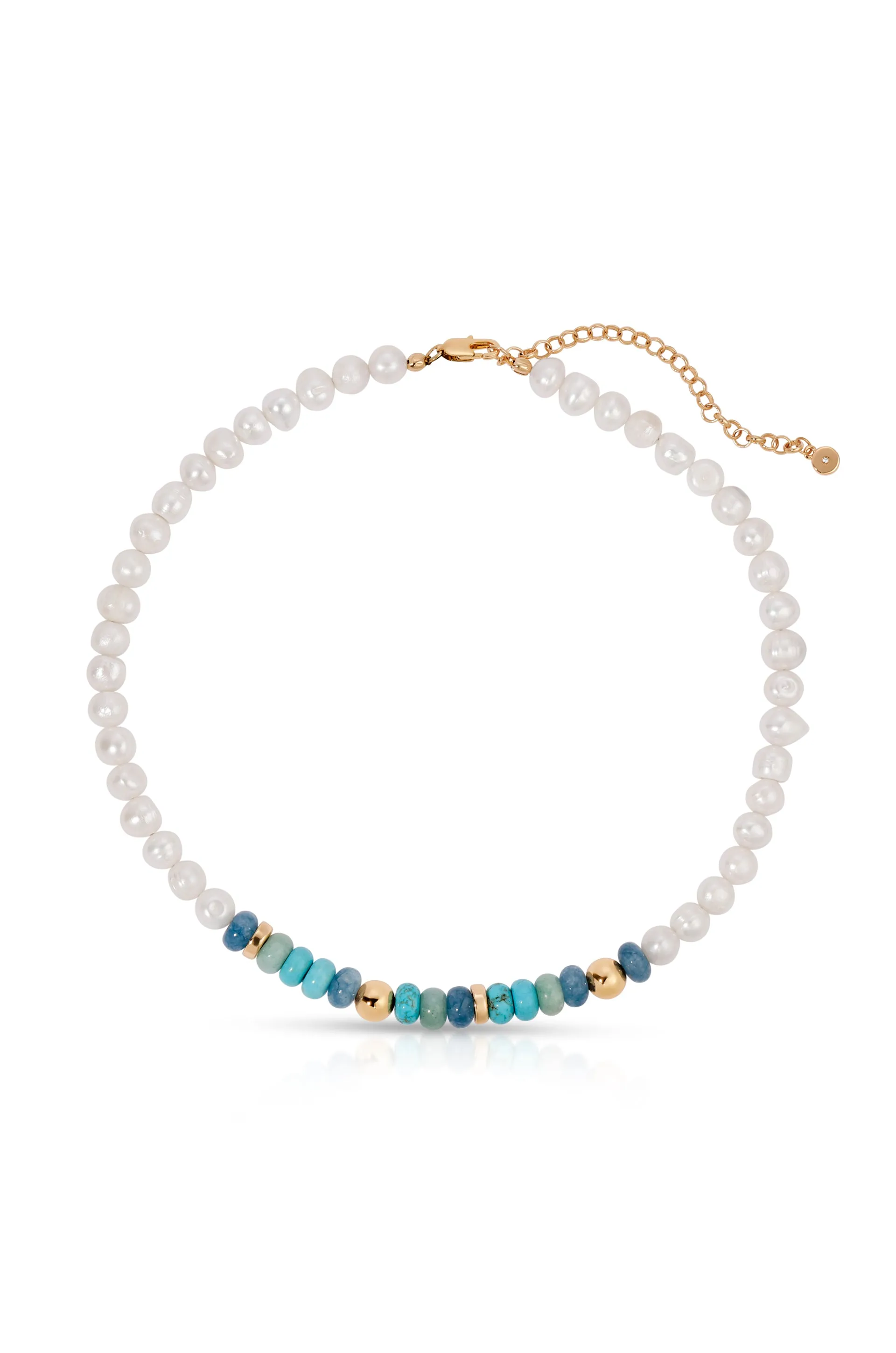 Beach Day Pearl and Gemstone Necklace sold by ettika