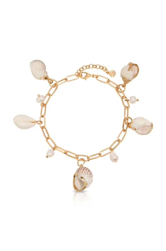 Paperclip Chain Conch Shell Charm Anklet sold by ettika