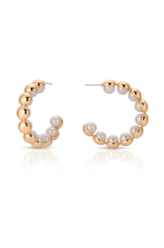 Pearl Inlay and Gold Hoop Earrings sold by ettika