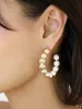 Pearl Inlay and Gold Hoop Earrings sold by ettika