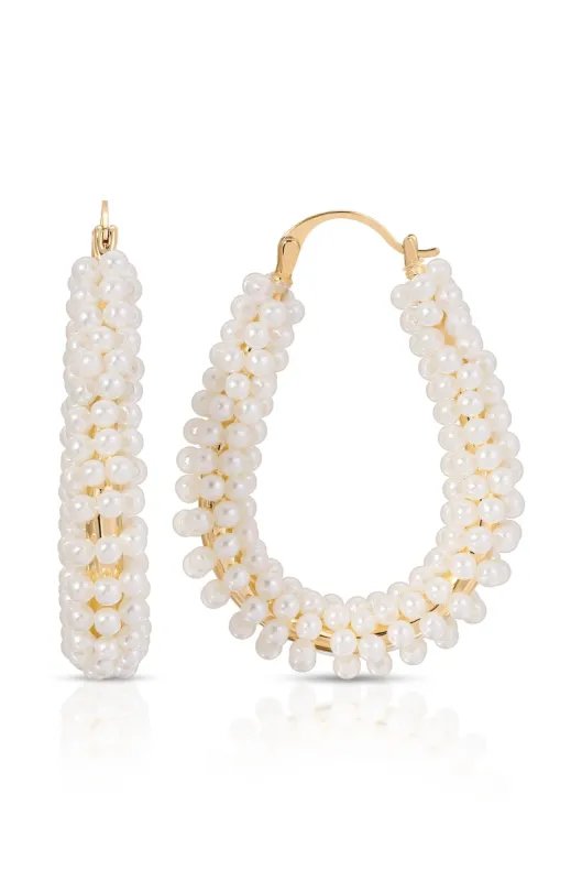 Pearl Wrapped Hoop Earrings sold by ettika