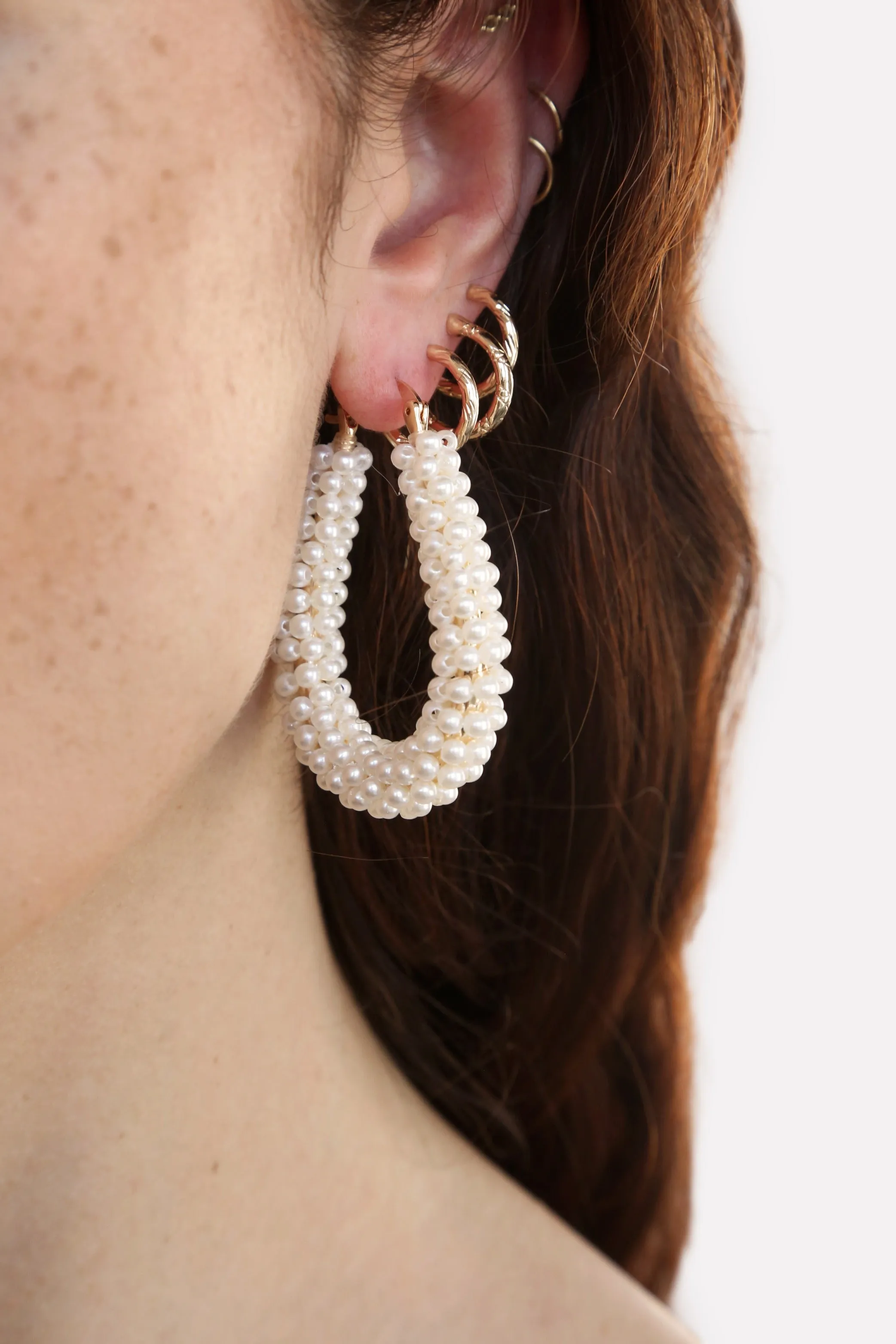 Pearl Wrapped Hoop Earrings sold by ettika product image thumbnail 2