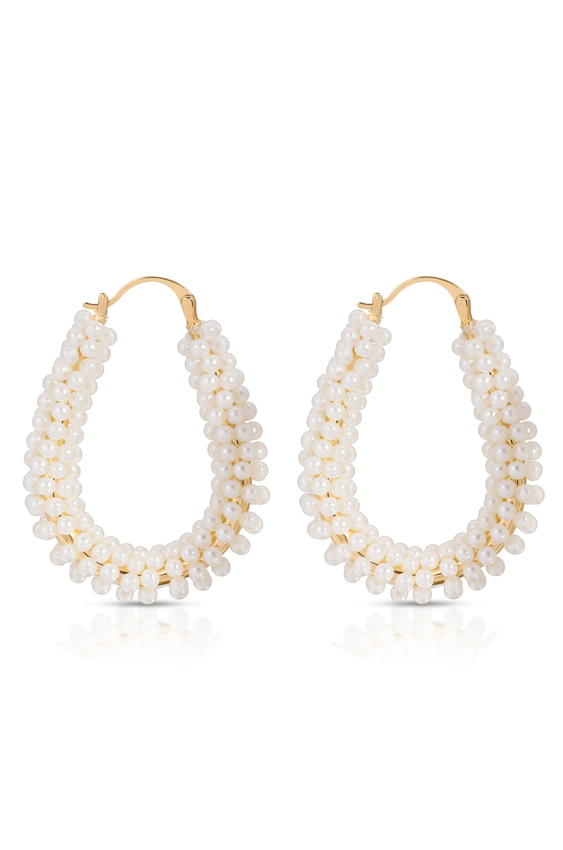 Pearl Wrapped Hoop Earrings sold by ettika product image thumbnail 4