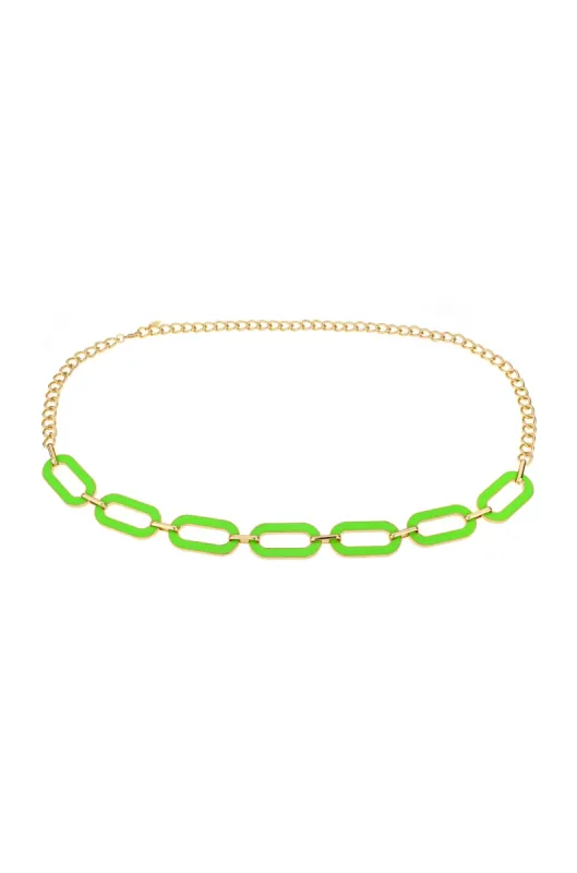 Neon Green Link Belt sold by ettika