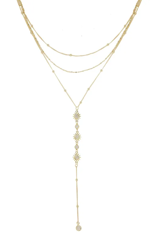 Sunburst 18k Gold Plated Layered Lariat Necklace sold by ettika