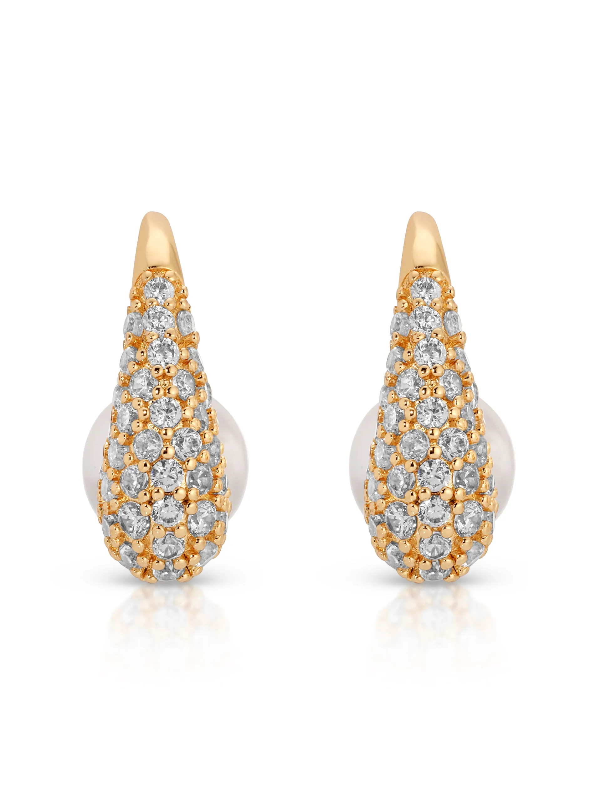 Hooked Pavé and Pearl Earrings sold by ettika product image thumbnail 3