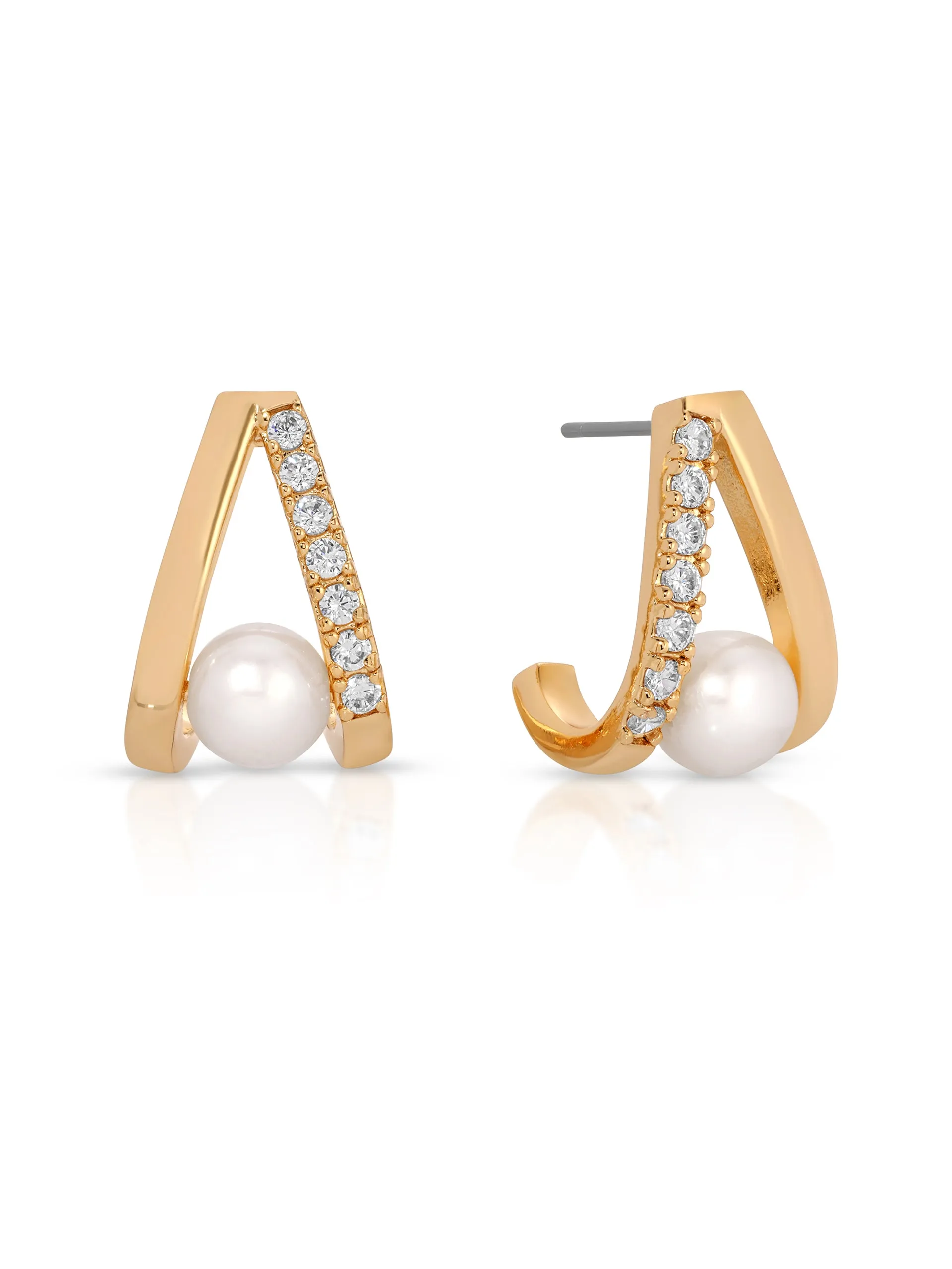 Pavé and Pearl Earrings sold by ettika