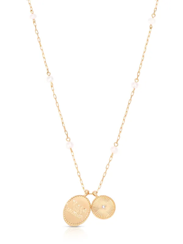 Vote Like A Mother Charm Necklace sold by ettika