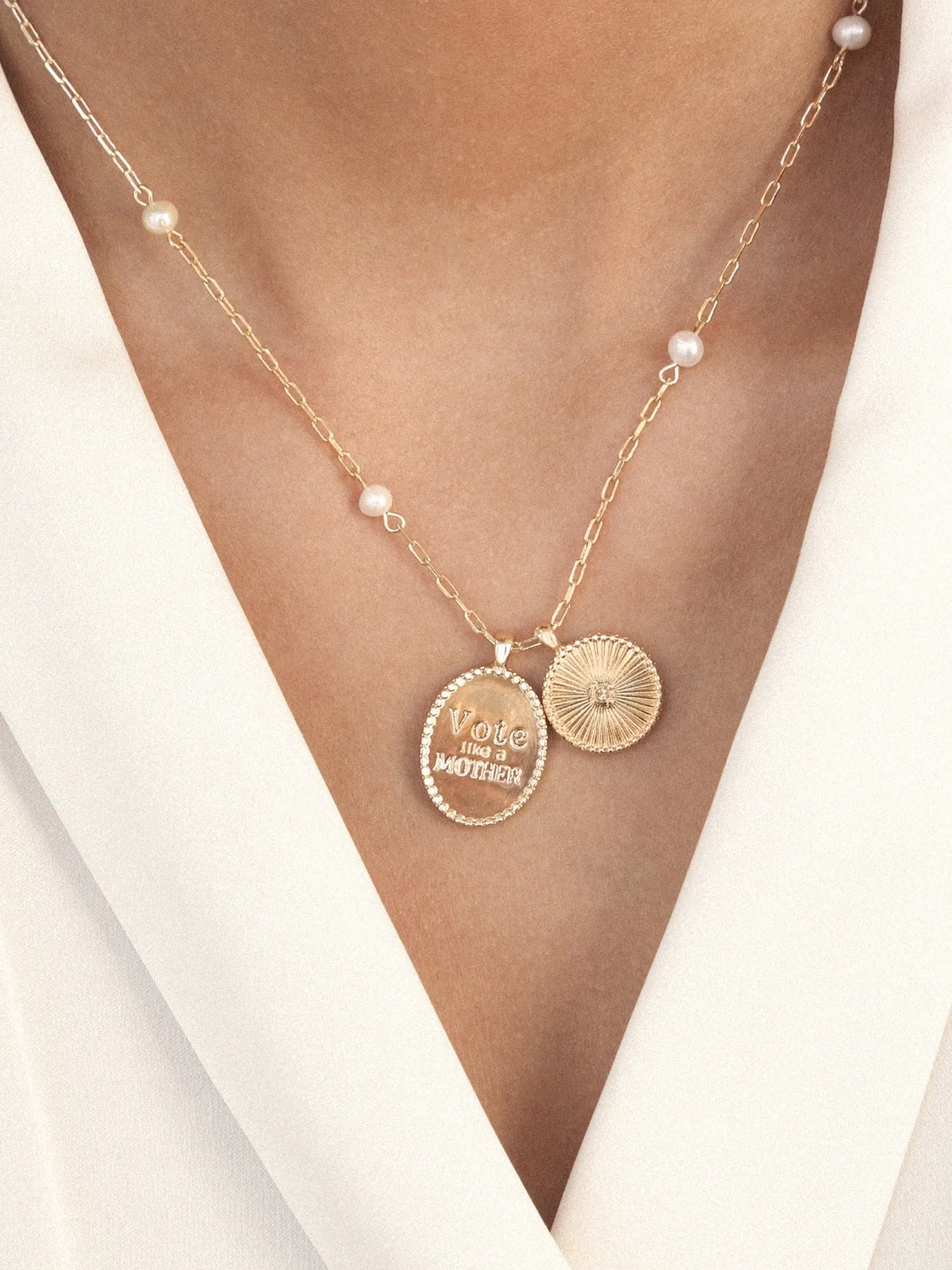 Vote Like A Mother Charm Necklace sold by ettika product image thumbnail 2