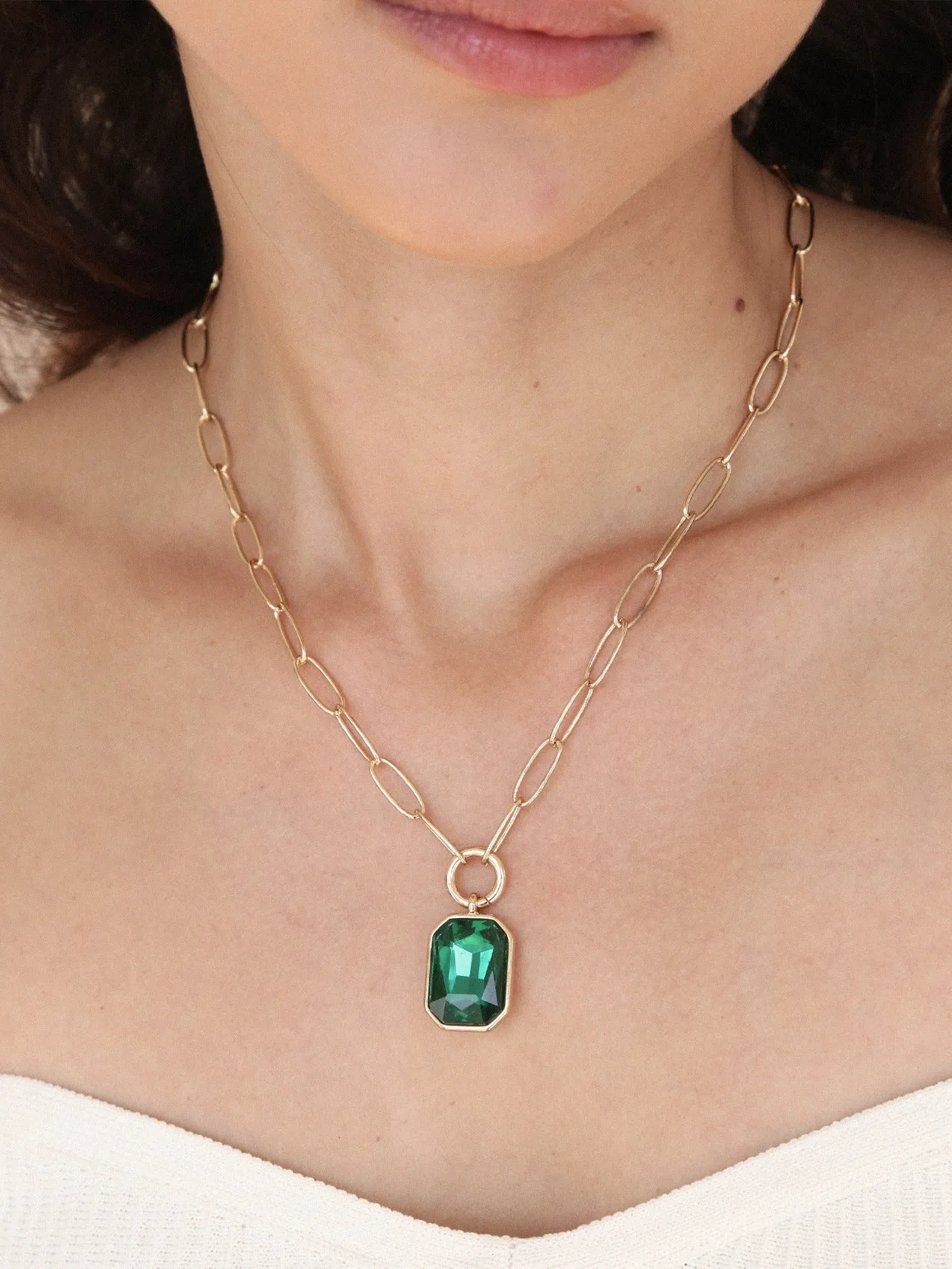 Emerald Deco Pendant Necklace sold by ettika product image thumbnail 4
