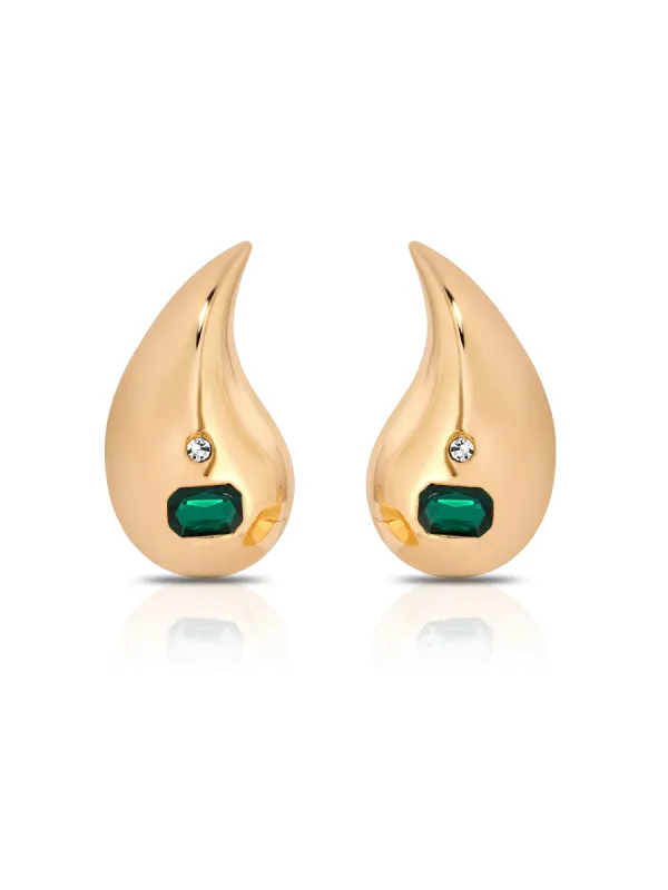 Emerald Droplet Earrings sold by ettika
