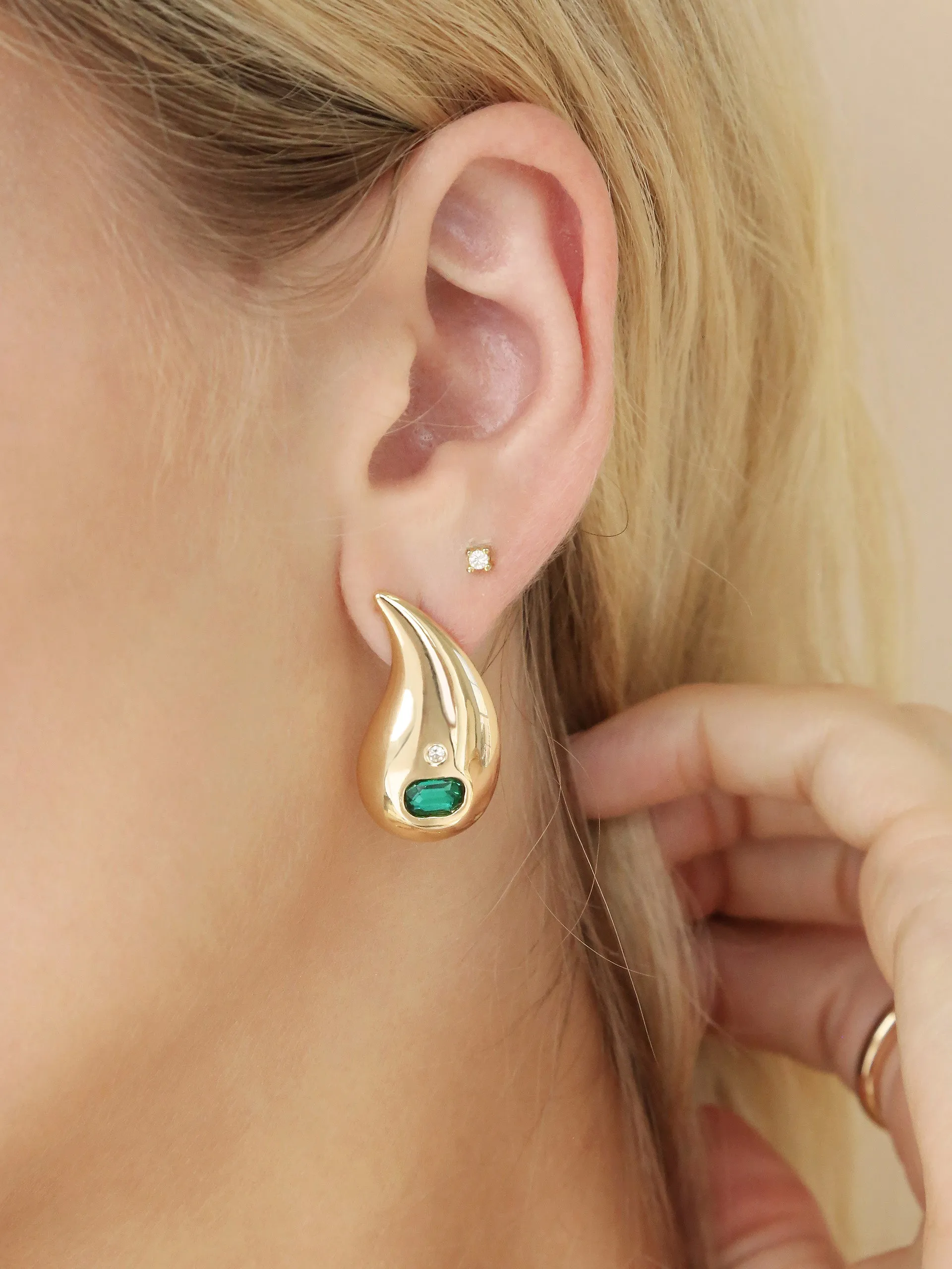 Emerald Droplet Earrings sold by ettika product image thumbnail 2