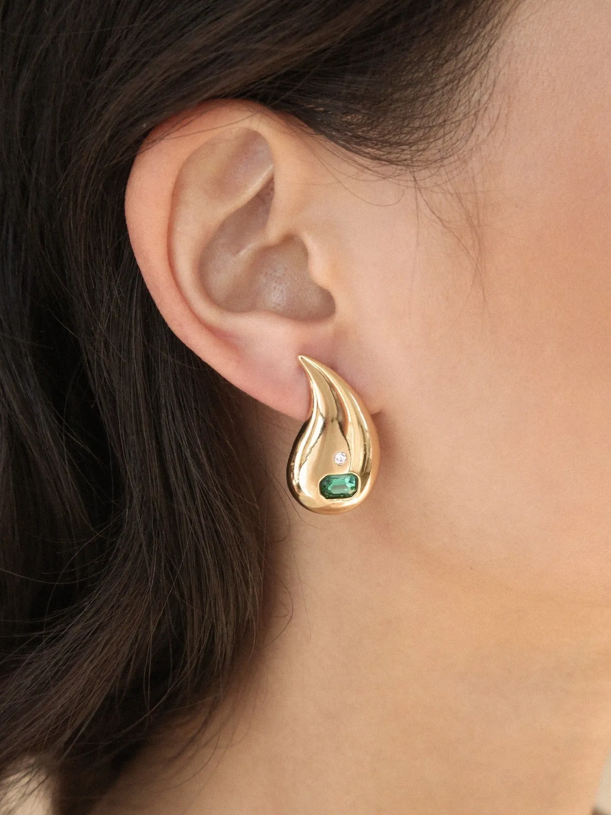Emerald Droplet Earrings sold by ettika product image thumbnail 4