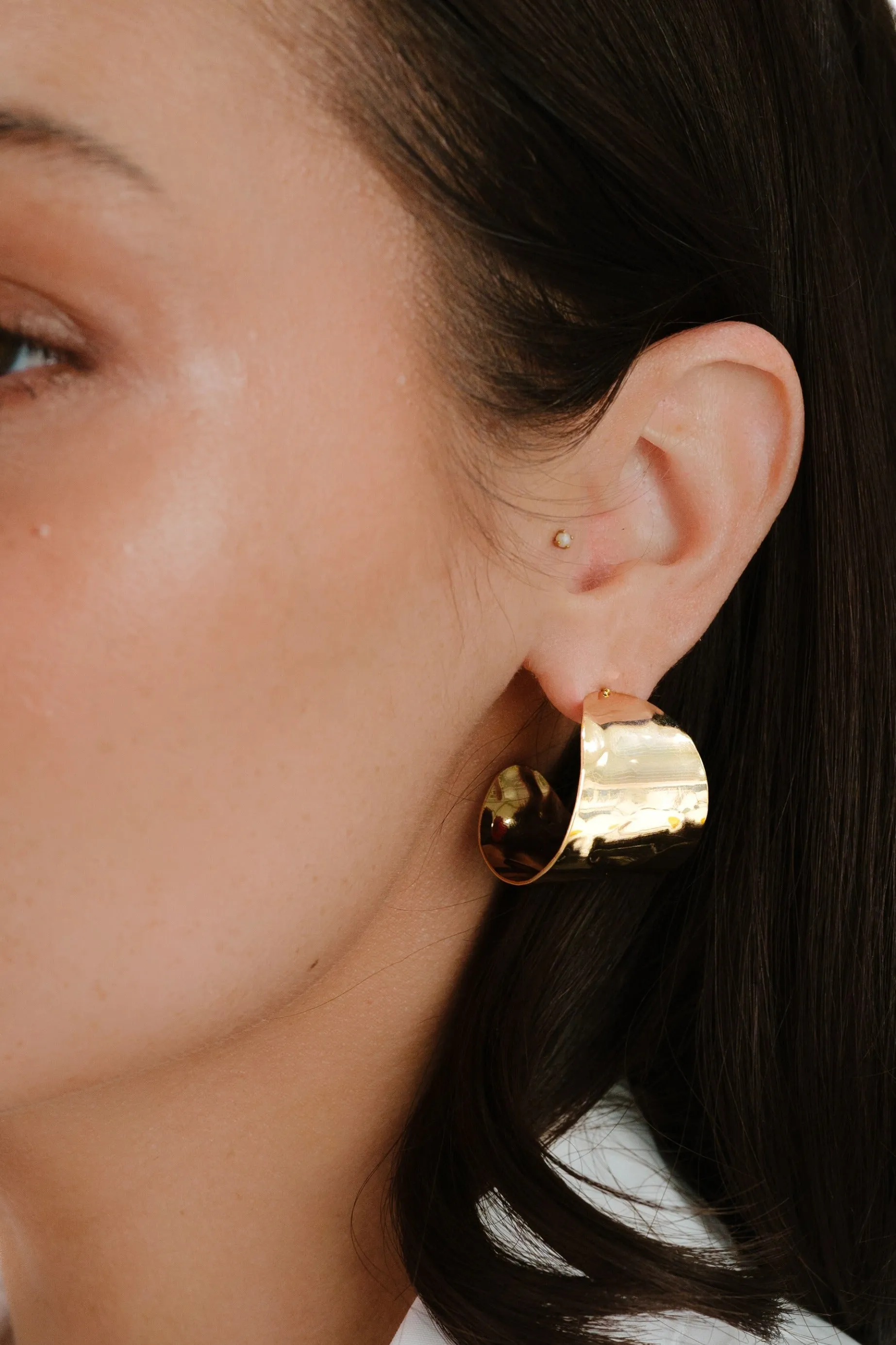 Hammered Cupped Hoop Earrings sold by ettika product image thumbnail 2