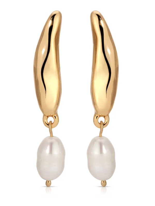 Liquid Lux Pearl Earrings sold by ettika
