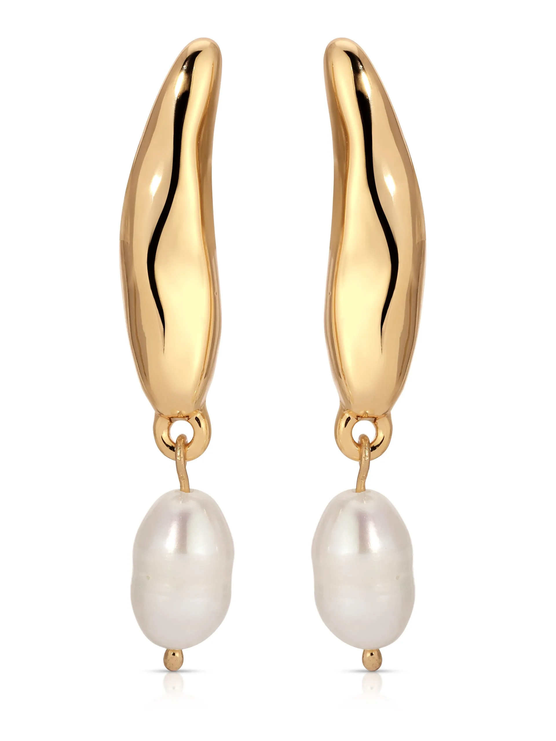 Liquid Lux Pearl Earrings sold by ettika