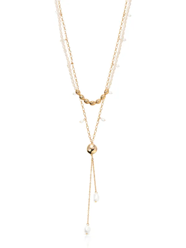 Pebble Pearl Choker and Lariat Set sold by ettika